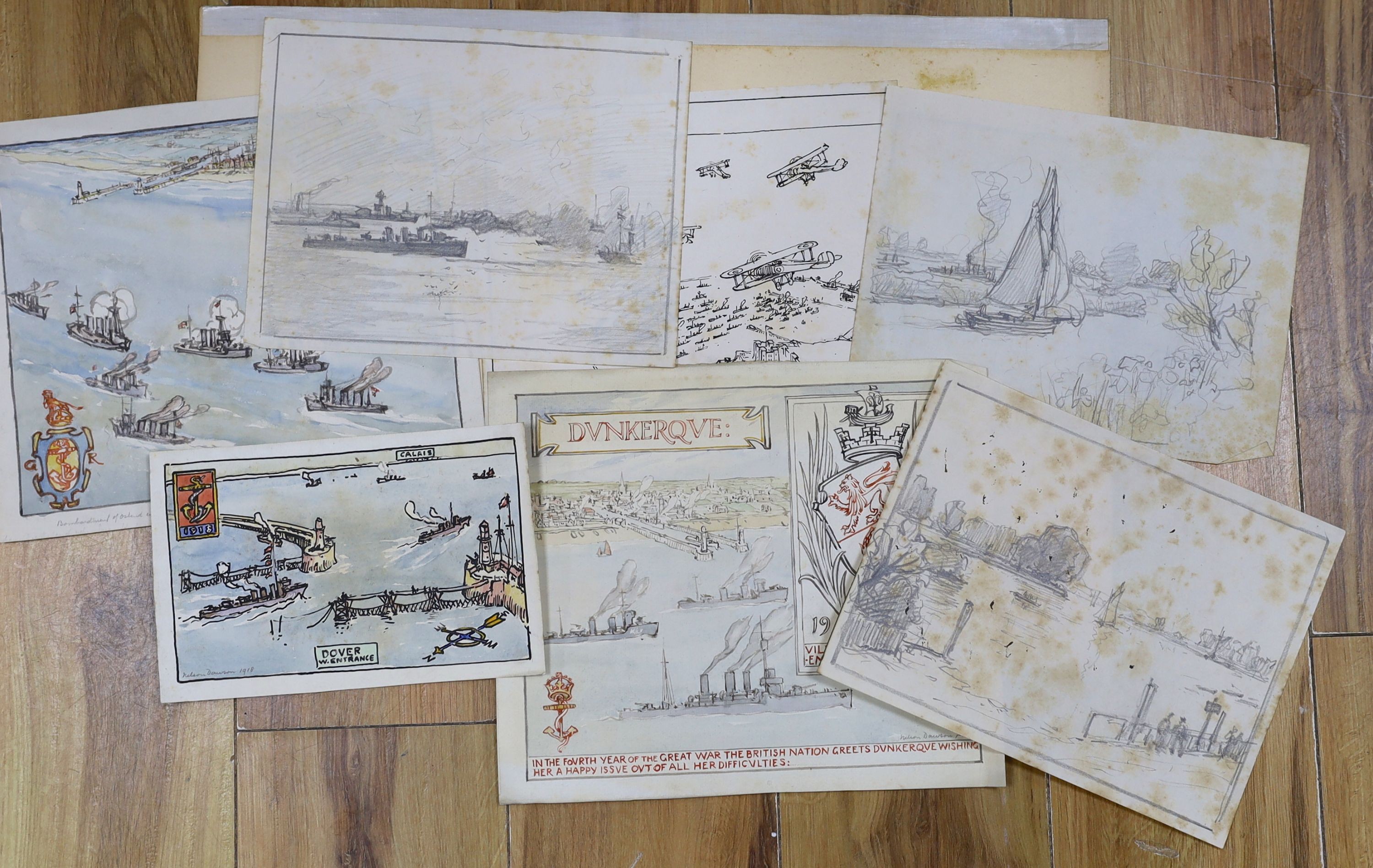 Nelson Dawson (1859-1941) original wartime watercolours and drawings